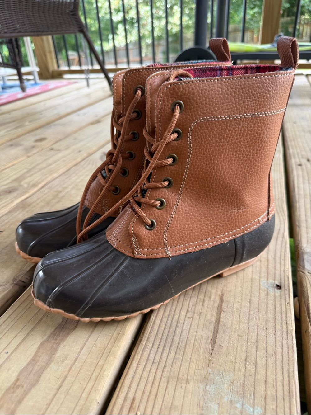 Sporto Women’s Size 9 Duck Boots Plaid Lined Rain Boots Shoes